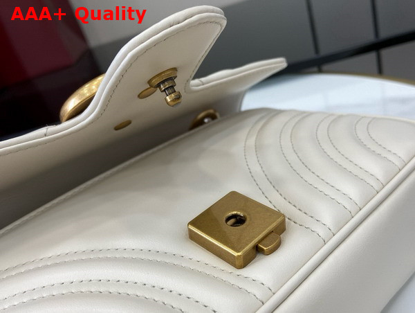 Gucci GG Marmont Mini Shoulder Bag in White Matelasse Chevron Leather with a Heart 446744 Replica