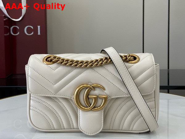 Gucci GG Marmont Mini Shoulder Bag in White Matelasse Chevron Leather with a Heart 446744 Replica