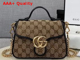 Gucci GG Marmont Mini Top Handle Bag Original GG Canvas and Black Leather 583571 Replica