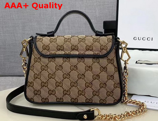 Gucci GG Marmont Mini Top Handle Bag Original GG Canvas and Black Leather 583571 Replica