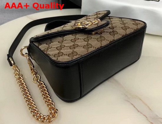 Gucci GG Marmont Mini Top Handle Bag Original GG Canvas and Black Leather 583571 Replica