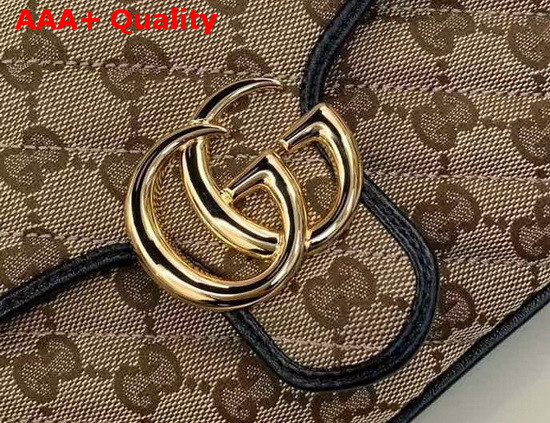 Gucci GG Marmont Mini Top Handle Bag Original GG Canvas and Black Leather 583571 Replica