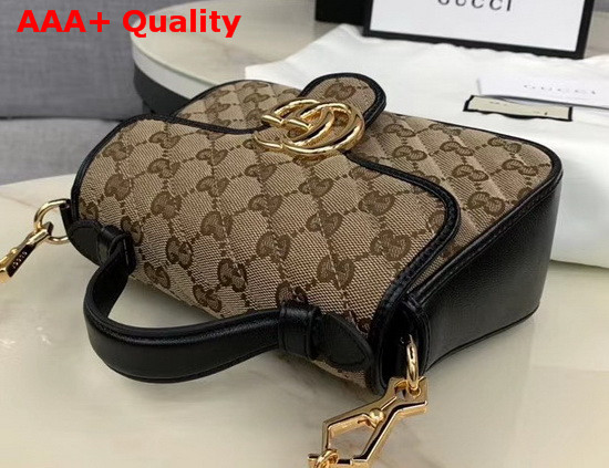 Gucci GG Marmont Mini Top Handle Bag Original GG Canvas and Black Leather 583571 Replica