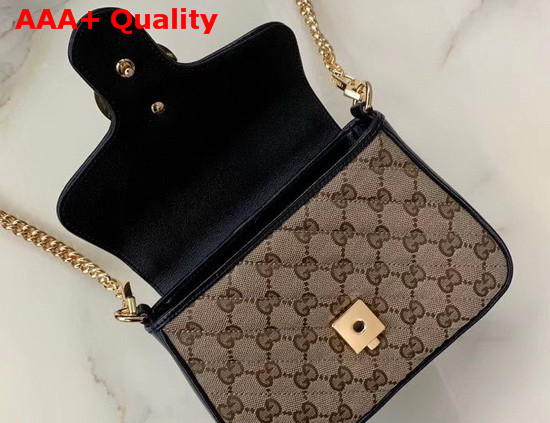 Gucci GG Marmont Mini Top Handle Bag Original GG Canvas and Black Leather 583571 Replica