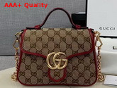 Gucci GG Marmont Mini Top Handle Bag Original GG Canvas and Red Leather 583571 Replica