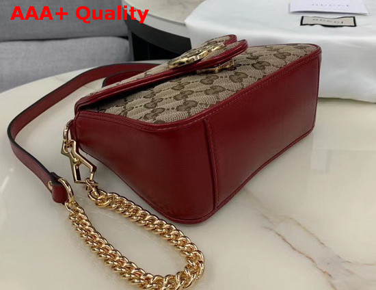 Gucci GG Marmont Mini Top Handle Bag Original GG Canvas and Red Leather 583571 Replica