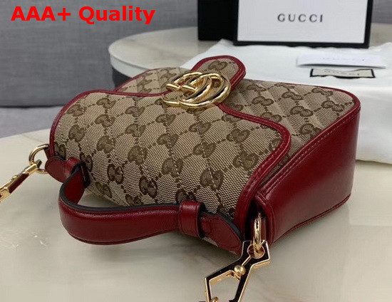 Gucci GG Marmont Mini Top Handle Bag Original GG Canvas and Red Leather 583571 Replica