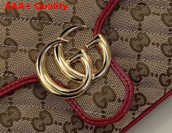 Gucci GG Marmont Mini Top Handle Bag Original GG Canvas and Red Leather 583571 Replica