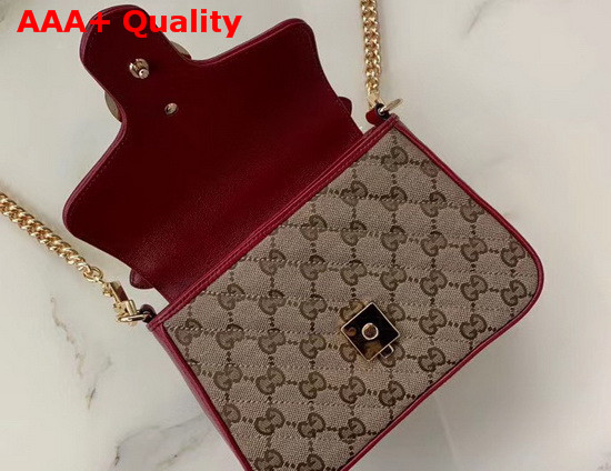 Gucci GG Marmont Mini Top Handle Bag Original GG Canvas and Red Leather 583571 Replica