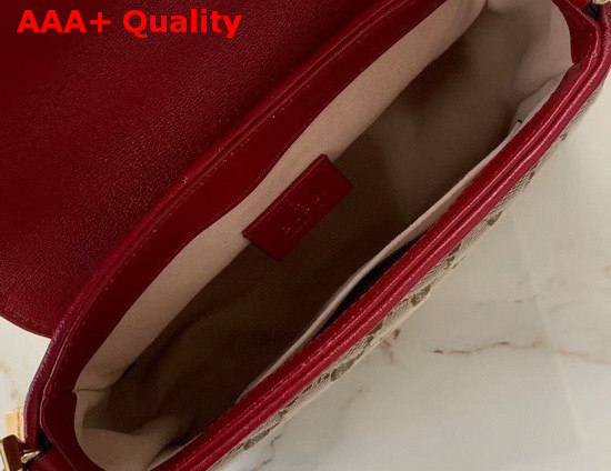 Gucci GG Marmont Mini Top Handle Bag Original GG Canvas and Red Leather 583571 Replica