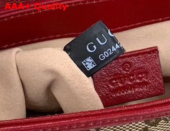 Gucci GG Marmont Mini Top Handle Bag Original GG Canvas and Red Leather 583571 Replica