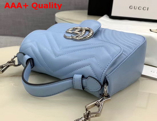 Gucci GG Marmont Mini Top Handle Bag Pastel Blue Leather 547260 Replica