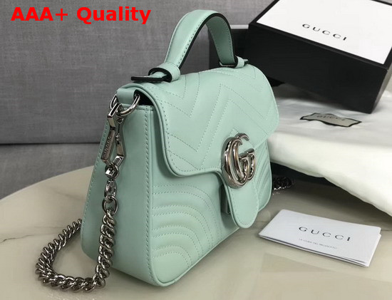 Gucci GG Marmont Mini Top Handle Bag Pastel Green Leather 547260 Replica