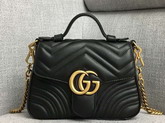 Gucci GG Marmont Mini Top Handle Bag in Black Matelasse Chevron Leather with Heart Detail 547260