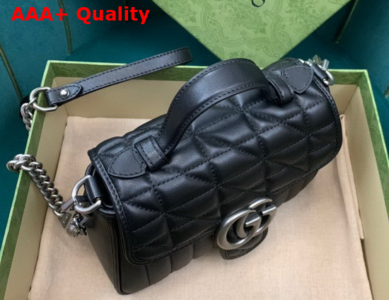 Gucci GG Marmont Mini Top Handle Bag in Black Matelasse Leather 583571 Replica