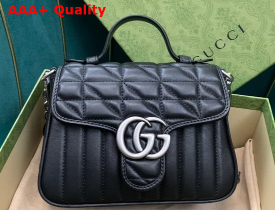 Gucci GG Marmont Mini Top Handle Bag in Black Matelasse Leather 583571 Replica