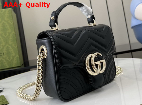 Gucci GG Marmont Mini Top Handle Bag in Black Quilted Chevron Leather 811238 Replica