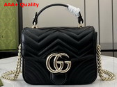 Gucci GG Marmont Mini Top Handle Bag in Black Quilted Chevron Leather 811238 Replica