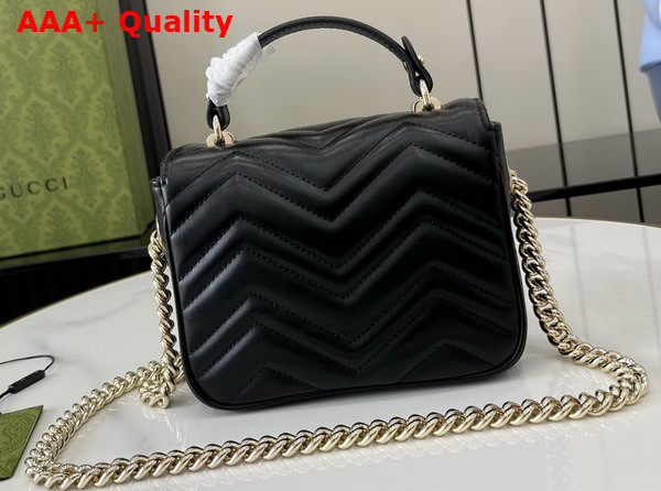 Gucci GG Marmont Mini Top Handle Bag in Black Quilted Chevron Leather 811238 Replica