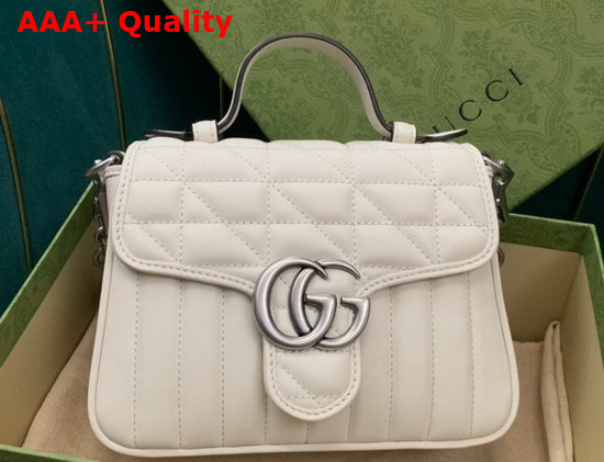 Gucci GG Marmont Mini Top Handle Bag in Blue Matelasse Leather 583571 Replica