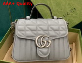 Gucci GG Marmont Mini Top Handle Bag in Grey Matelasse Leather 583571 Replica