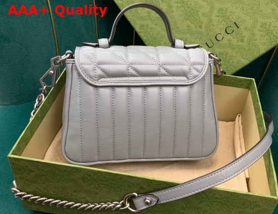 Gucci GG Marmont Mini Top Handle Bag in Grey Matelasse Leather 583571 Replica