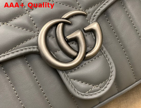 Gucci GG Marmont Mini Top Handle Bag in Grey Matelasse Leather 583571 Replica