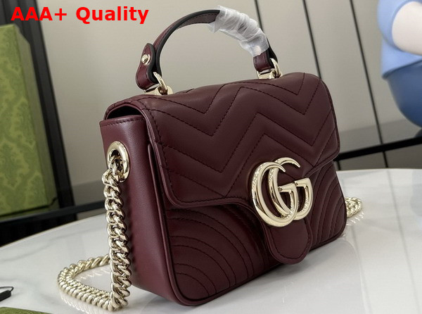 Gucci GG Marmont Mini Top Handle Bag in Gucci Rosso Ancora Red Quilted Chevron Leather 811238 Replica