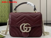 Gucci GG Marmont Mini Top Handle Bag in Gucci Rosso Ancora Red Quilted Chevron Leather 811238 Replica