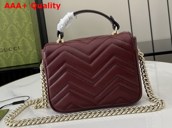 Gucci GG Marmont Mini Top Handle Bag in Gucci Rosso Ancora Red Quilted Chevron Leather 811238 Replica