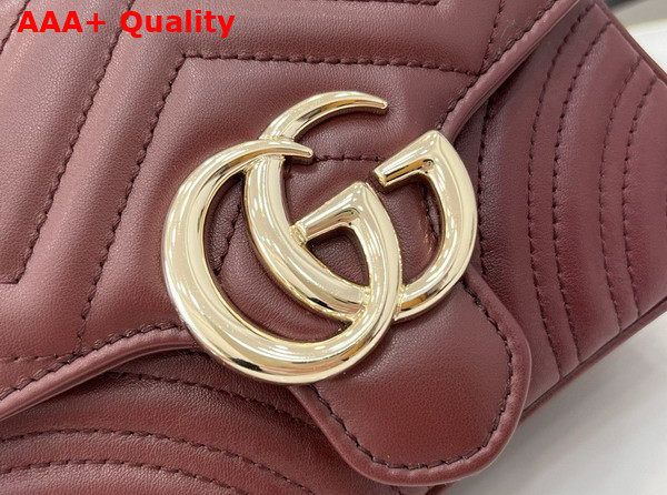 Gucci GG Marmont Mini Top Handle Bag in Gucci Rosso Ancora Red Quilted Chevron Leather 811238 Replica