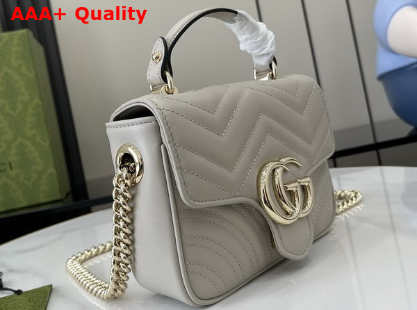 Gucci GG Marmont Mini Top Handle Bag in Light Grey Quilted Chevron Leather 811238 Replica