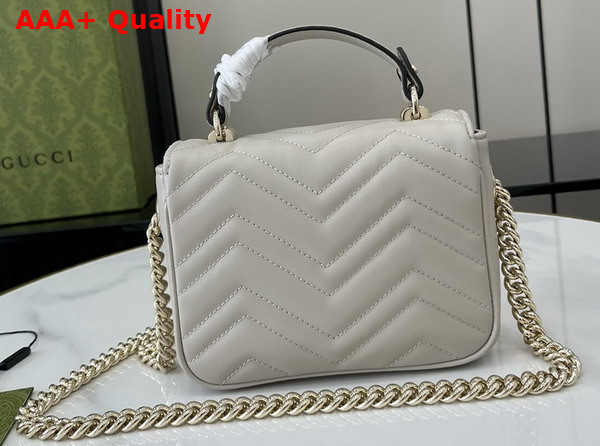 Gucci GG Marmont Mini Top Handle Bag in Light Grey Quilted Chevron Leather 811238 Replica