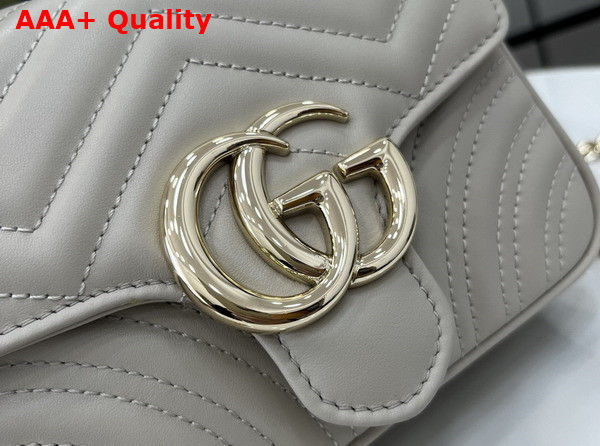 Gucci GG Marmont Mini Top Handle Bag in Light Grey Quilted Chevron Leather 811238 Replica