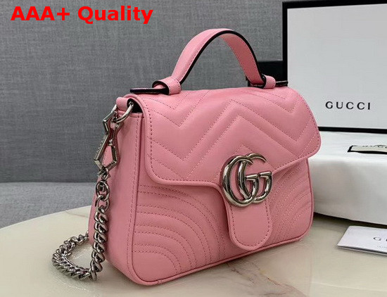 Gucci GG Marmont Mini Top Handle Bag in Pastel Pink Matelasse Chevron Leather 547260 Replica