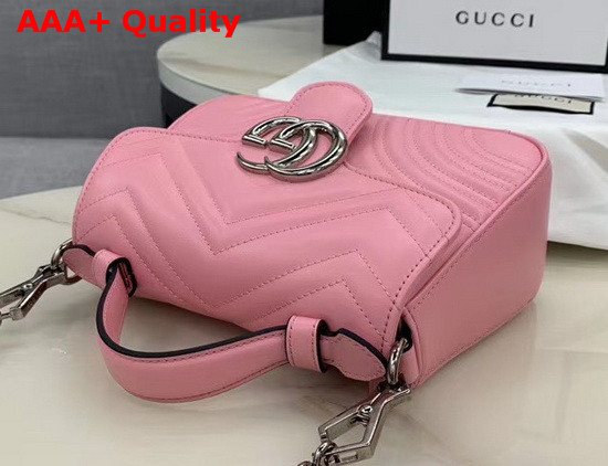 Gucci GG Marmont Mini Top Handle Bag in Pastel Pink Matelasse Chevron Leather 547260 Replica