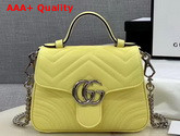 Gucci GG Marmont Mini Top Handle Bag in Pastel Yellow Matelasse Chevron Leather 547260 Replica