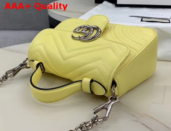 Gucci GG Marmont Mini Top Handle Bag in Pastel Yellow Matelasse Chevron Leather 547260 Replica