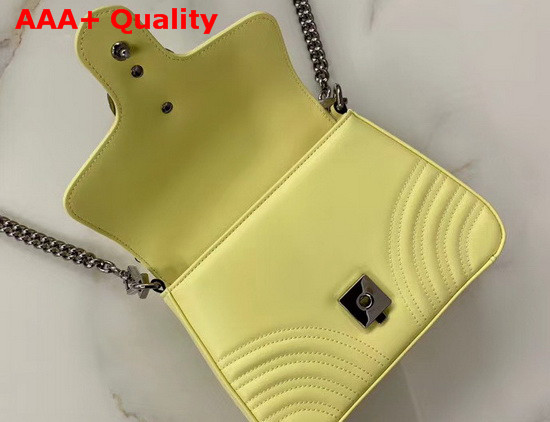 Gucci GG Marmont Mini Top Handle Bag in Pastel Yellow Matelasse Chevron Leather 547260 Replica