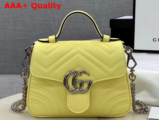 Gucci GG Marmont Mini Top Handle Bag in Pastel Yellow Matelasse Chevron Leather 547260 Replica