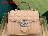 Gucci GG Marmont Mini Top Handle Bag in Rose Beige Matelasse Leather 583571 Replica