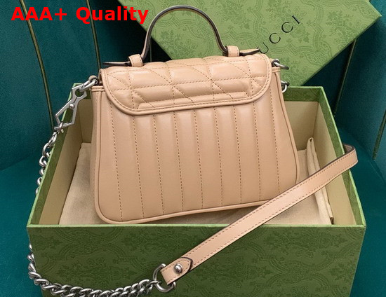 Gucci GG Marmont Mini Top Handle Bag in Rose Beige Matelasse Leather 583571 Replica