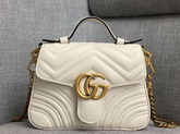 Gucci GG Marmont Mini Top Handle Bag in White Matelasse Chevron Leather 547260