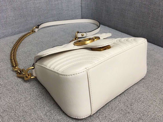 Gucci GG Marmont Mini Top Handle Bag in White Matelasse Chevron Leather 547260