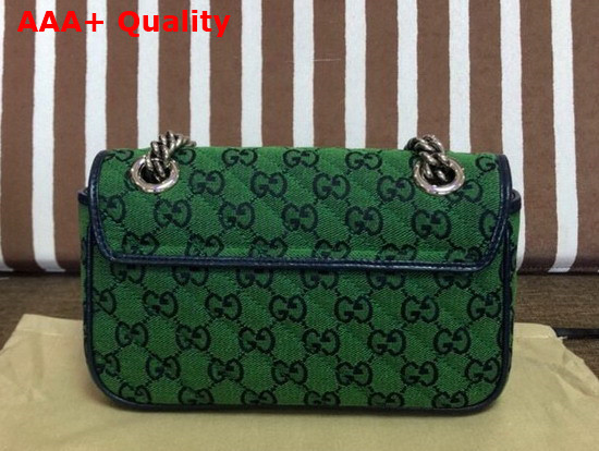 Gucci GG Marmont Multicolour Mini Shoulder Bag Green and Blue Canvas 446744 Replica