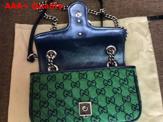 Gucci GG Marmont Multicolour Mini Shoulder Bag Green and Blue Canvas 446744 Replica