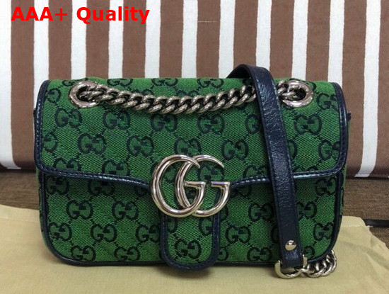 Gucci GG Marmont Multicolour Mini Shoulder Bag Green and Blue Canvas 446744 Replica