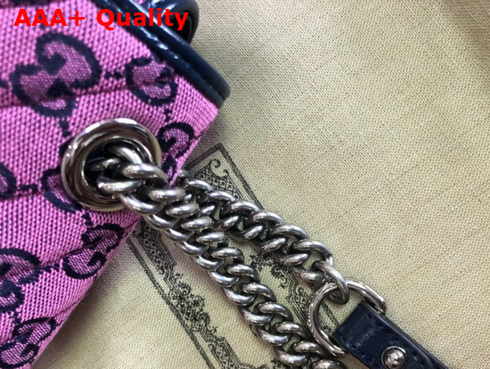 Gucci GG Marmont Multicolour Mini Shoulder Bag Pink and Blue Canvas 446744 Replica