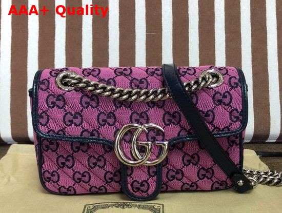 Gucci GG Marmont Multicolour Mini Shoulder Bag Pink and Blue Canvas 446744 Replica