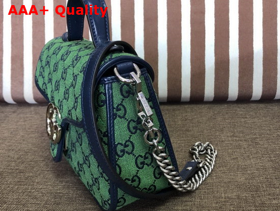 Gucci GG Marmont Multicolour Mini Top Handle Bag Green and Blue Diagonal Matelasse GG Canvas 583571 Replica